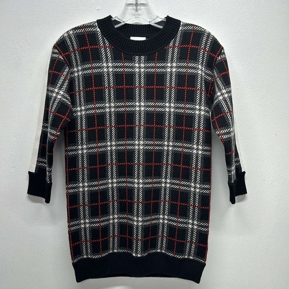 Burberry Kids Kirstin Sweater Dress Long Sleeve Merino Wool Black New Girls 8